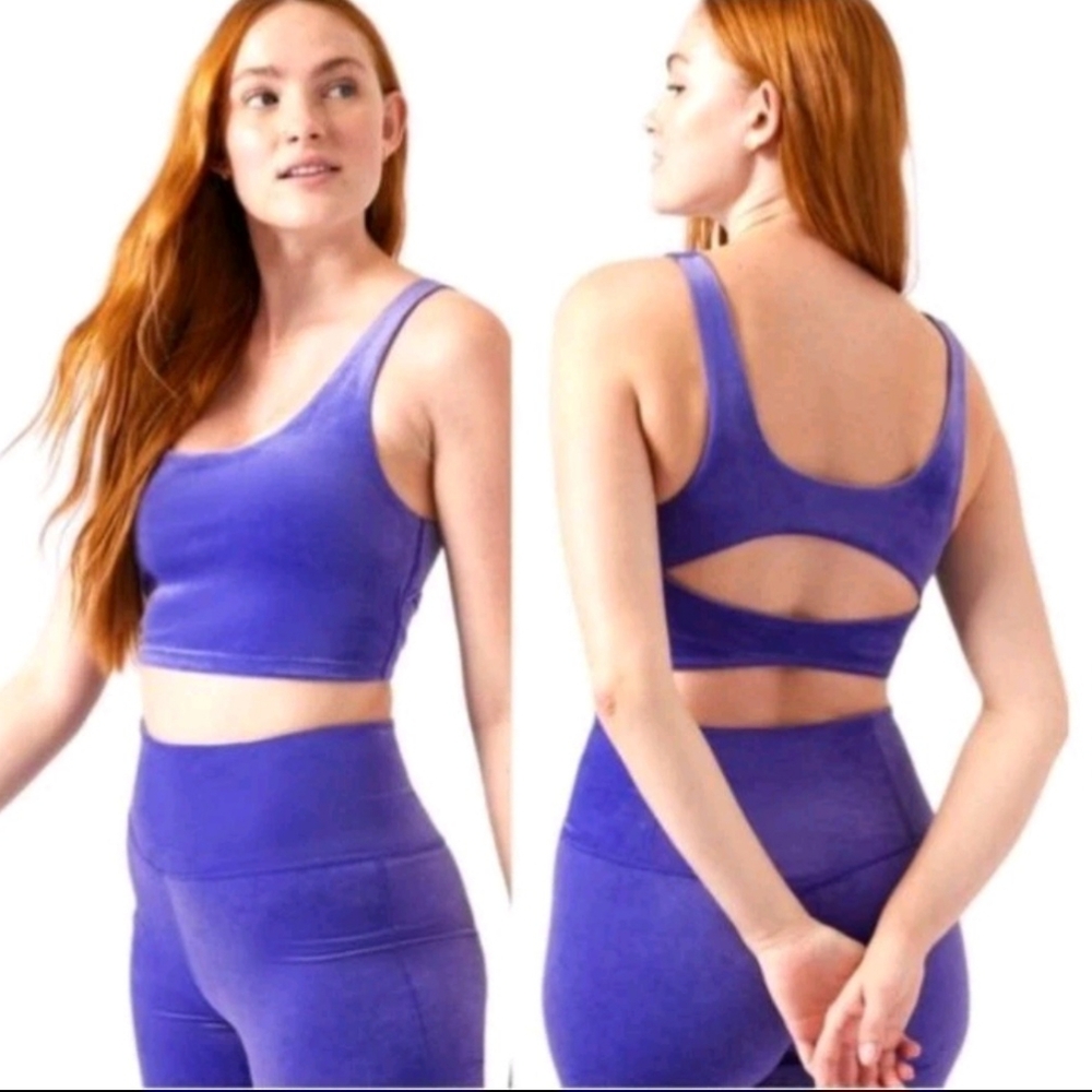 Athleta Velvet Cut Out Bra Purple Womens Size Small